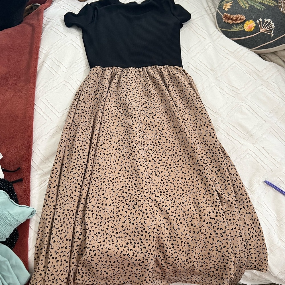 Black and Tan Leopard Print Dress